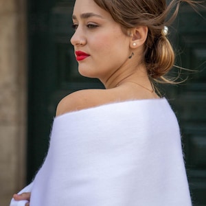 Alpaca Wedding Shawl (200x65cm) | 17 Colors Pure White