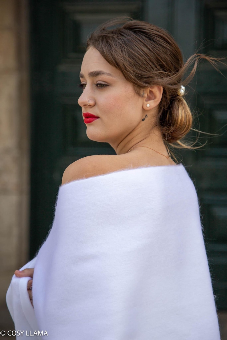 Alpaca Wedding Shawl (200x65cm) | 17 Colors Pure White
