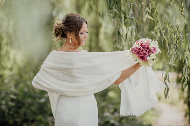 Ivory Alpaca wedding shawl