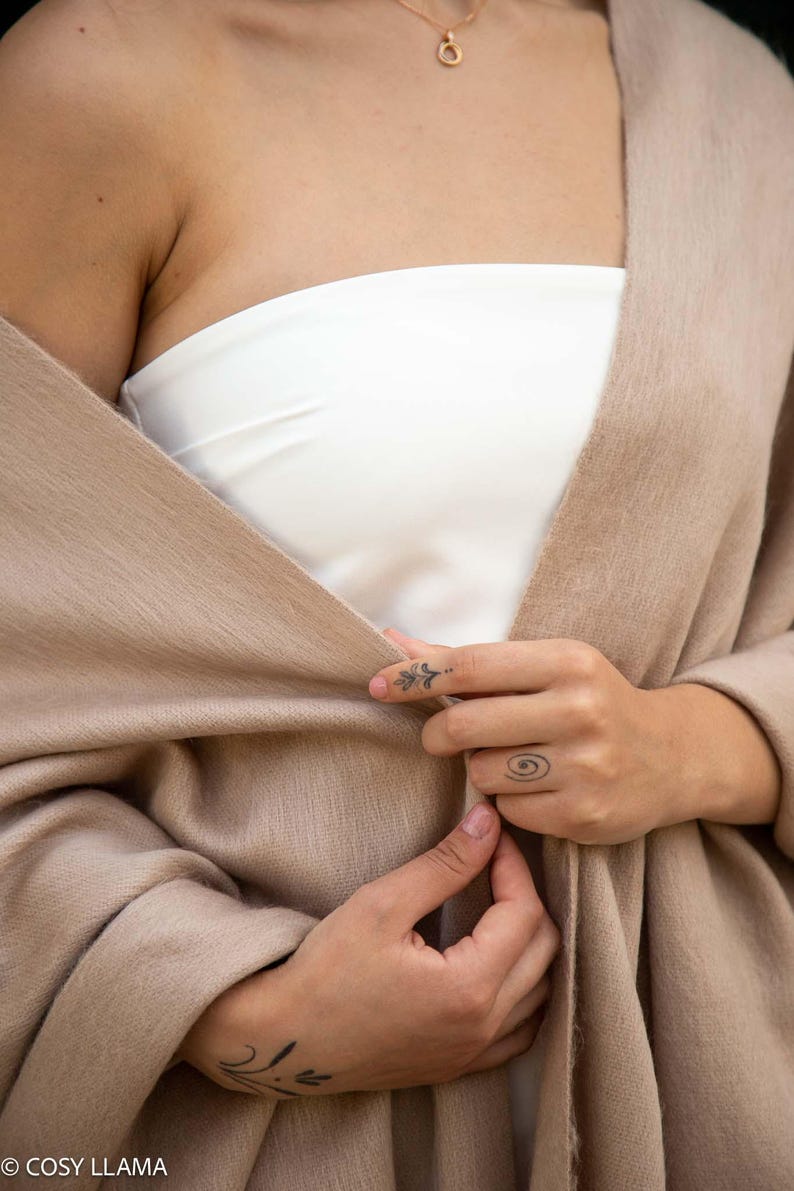Alpaca Wedding Shawl (200x65cm) | 17 Colors Latte