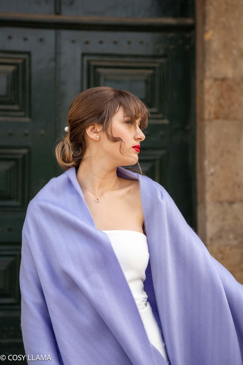 Alpaca Wedding Shawl (200x65cm) | 17 Colors Blue Lilac