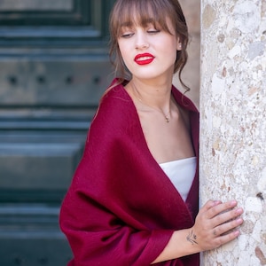 Alpaca Wedding Shawl (200x65cm) | 17 Colors Cranberry
