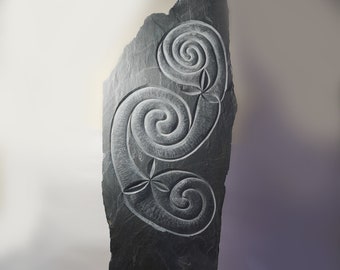Triple Celtic swirl standing stone