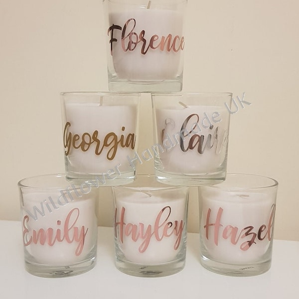 White Personalised Name Scented Candle | Handmade Gift | Birthday Present | Thank You Gift | Home Decor | Bridesmaid Box | Memory Candle