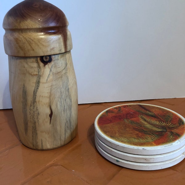 7 ins tall, one of a kind,lidded wood box,trinket,jewelry holder made from natural New Hampshire ash or elm