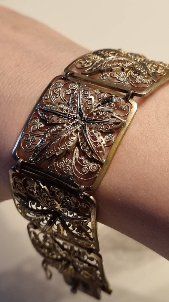 Antik Silber vergoldet Armband Markasiten