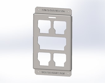 May include: A metal wall mount with five rectangular cutouts, designed to hold small items. The mount is labelled "FORCE-DESIGNS.COM" at the top and "FORCE-DESIGNS.COM" at the bottom.
