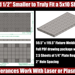 5x10 Cuttable Welding Fixture Table Laser Cut File, DXF, Cut File
