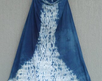 Red - 24 Kali Shibori Tie-Dye Cotton Long Skirt with Ikat Border 08