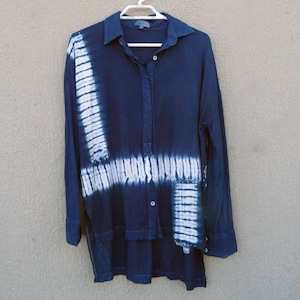 Indigo Natural Hand Dyed Shibori Tie Dye Shirt