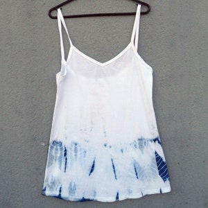 Natural Indigo Hand Dyed Shibori Tie Dye Short Dress Size S Organic Cotton