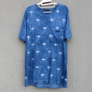 Zara brand Natural Indigo Hand Dyed Shibori Tie Dye T-Shirt Size L
