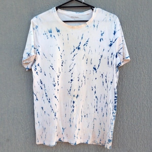 Natural Indigo Hand Dyed Shibori Tie Dye  T-Shirt Size L