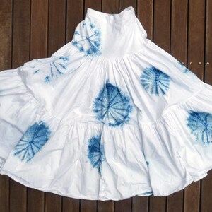 Runaway Brand Indigo Natural Hand Dyed Shibori Cotton Skirt Size XS?