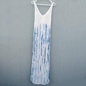 Vestido largo Shibori teñido a mano natural índigo