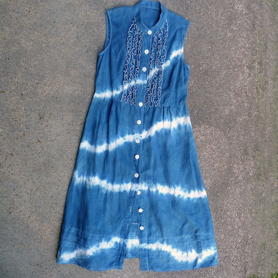 Recycled Linen Indigo Natural Hand Dyed Shibori Long Dress 9 Recycled Linen Indigo Natural Hand Dyed Shibori Long Dress 9
