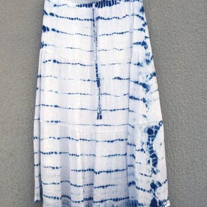 Indigo Natural Hand Dyed Shibori Viscose Long Skirt
