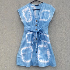 Cotton On Brand Indigo Natural Hand Dyed Shibori Cotton and Linen Short Skirt Size XS
