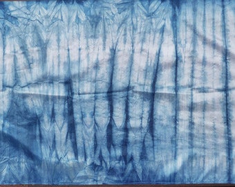 Natural Hand Dyed Shibori Tie Dye Silk Scarf Indigo Dyed Shibori Large 13