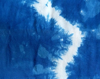 Natural Hand Dyed Shibori Tie Dye Silk Scarf Indigo Dyed Shibori Small 3