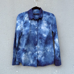 Indigo Natural Hand Dyed Shibori Tie Dye Sportscraft Shirt