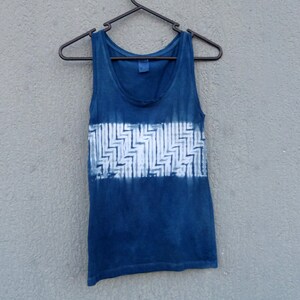 Singlet Indigo Natural teñido a mano Shibori tie Dye