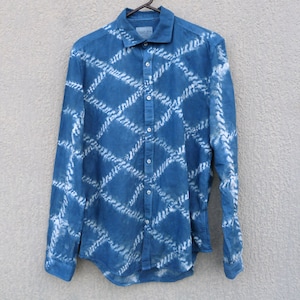 Industrie Brand Indigo Natural Hand Dyed Shibori Tie Dye Linen Shirt