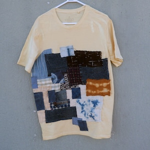 Boro style t-shirt Japanese patched shibori