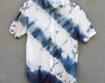 Dylan Analog Indigo Natural Hand Dyed Shibori Tie Dye Shirt 9