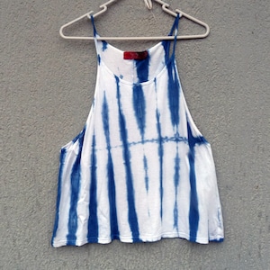 Singlete Indigo Natural Teñido a Mano Shibori Tie Dye