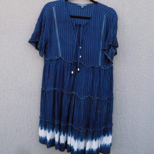 Mint Vanilla Brand Indigo Natural Hand Dyed Shibori Cotton Short Skirt Size 12