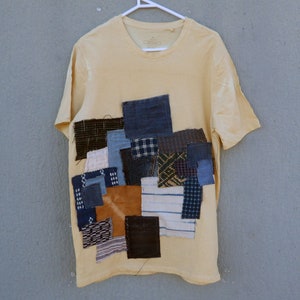 Boro style t-shirt Japanese patched shibori