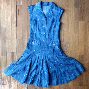 Indigo Natural Vestido Shibori Teñido a Mano