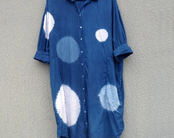 HM Indigo Natural Hand Dyed Shibori Cotton Beach Dress