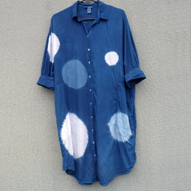 'Lapis' Hand-dyed Shibori Pure Cotton Dress