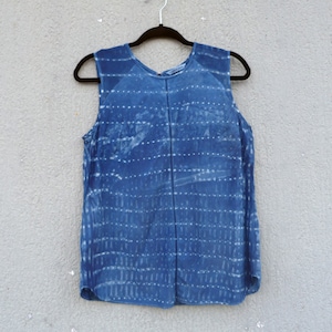 Indigo Natural Hand Dyed Shibori Tie Dye Silk Top