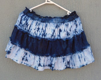 Glassons Brand Indigo Natural Hand Dyed Shibori Short Skirt
