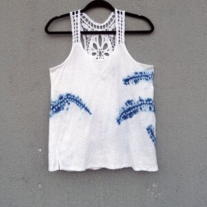 Atmosphere brand Indigo Natural Hand Dyed Shibori Tie Dye Cotton Top