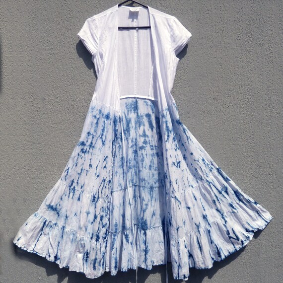 Seed Heritage Brand Indigo Natural Hand Dyed Shibori Full Length Wraparound Linen  Dress - Etsy