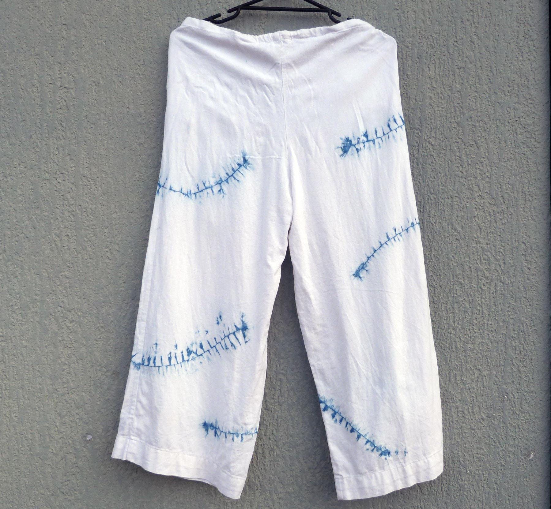 Natural Indigo Hand Dyed Tie Dye Shibori Pair of Linen and Viscose