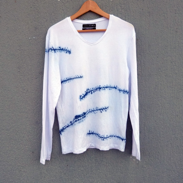Blue & White - Shibori Tie-dye Cotton Men Half Sleeve Shirt