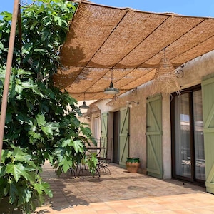 Shade sails made from 100% natural and ecological coconut fibers. To be placed on a structure wooden frame pergola image 3