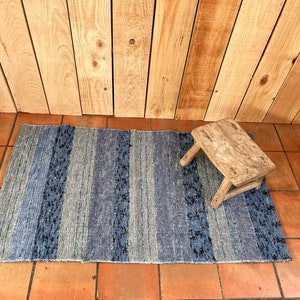 Carpet single cotton multicolored recycled ethical ecological contemporary interior Scandinavian style 65/120 cm