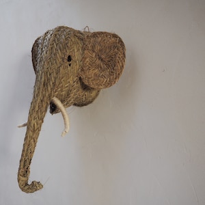 Elephant head esparto natural wall decoration braid hand traditional Andalusian crafts ethical sustainable ecological fair trade