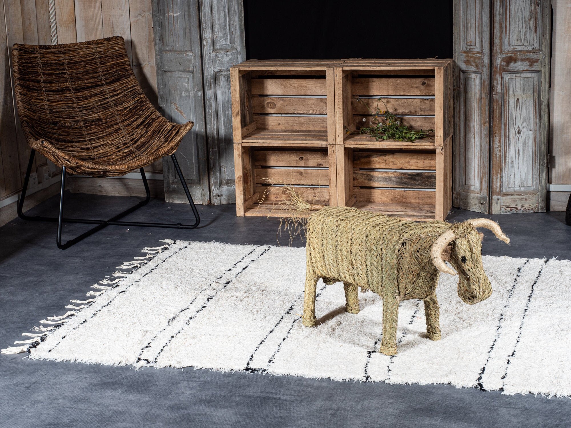 Taureau en | Alfa | Esparto Naturel Décoration Tresse Main Artisanat Traditionnel Andalou Ethique Ec