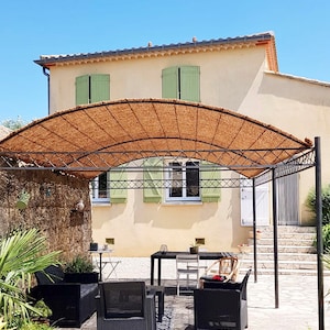 Shade sails made from 100% natural and ecological coconut fibers. To be placed on a structure wooden frame pergola image 4