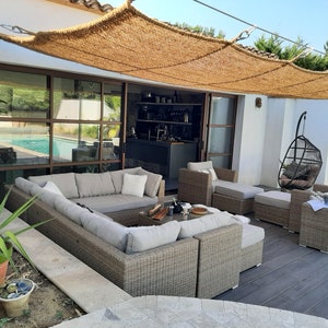 Shade sails made from 100% natural and ecological coconut fibers. Reinforced with a grid to hang (cossecoeur not included)
