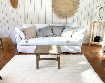 Simple cotton carpet ecru recycled ethical ecological interior contemporary fair trade