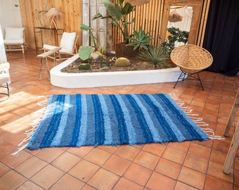 Teppich doppelt recycelte Baumwolle blau grau ethisch ökologisch komfortabel und zeitgenössisches skandinavisches Design