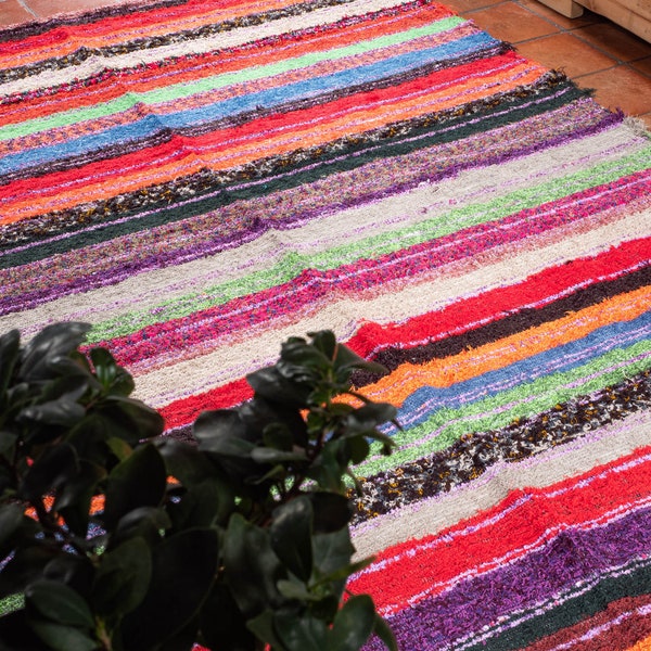 Tapis coton simple multicolore recyclé éthique écologique intérieur contemporain 170cm 240 cm